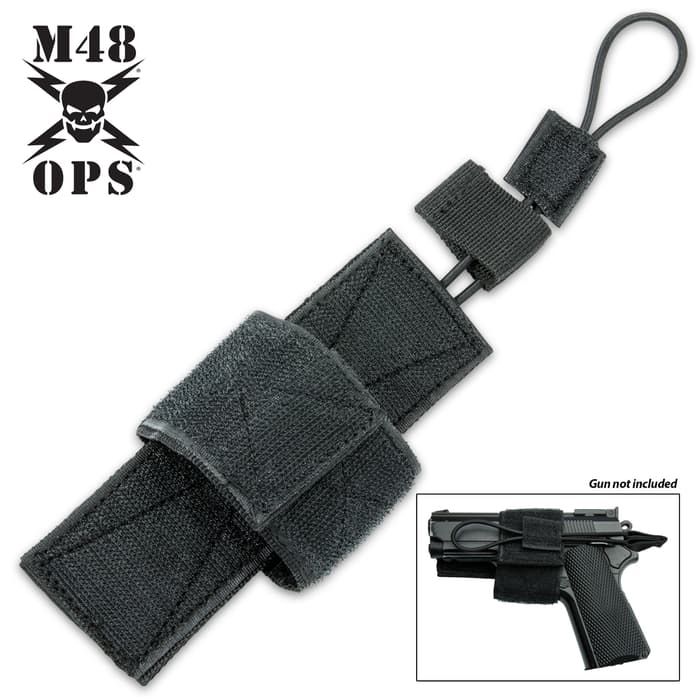 The universal holster features a 6”x 2” hook back that will attach to any loop surface on your tactical vest, pack or bag