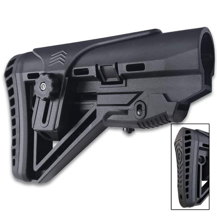 XTS Shock Absorbing AR Stock With Buttpad - Adjustable Cheek Rest, Non-Slip Rubber Buttpad