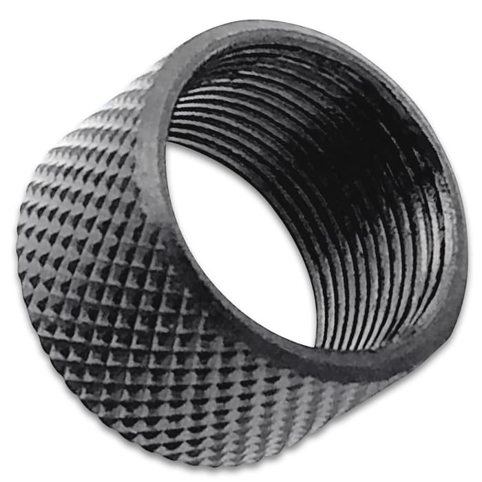 Easily protect your 16mm x 1 LH pistol threads with this premium knurled thread protector for years