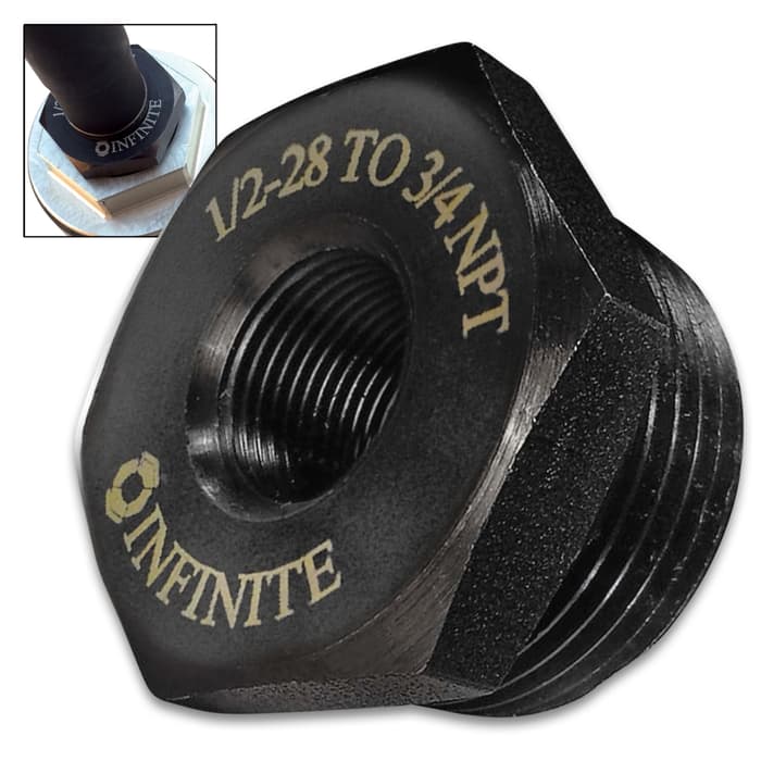 1/2-28 To 3/4 NPT Thread Adapter - Black Oxidized Steel Construction