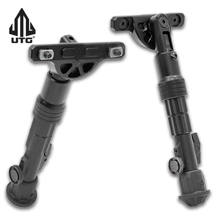 Recon Flex M-LOK Bipod - Matte Black Aircraft Aluminum, Center Height Adjustable From 5 7/10” To 8”, Five Posi-Lock Positions