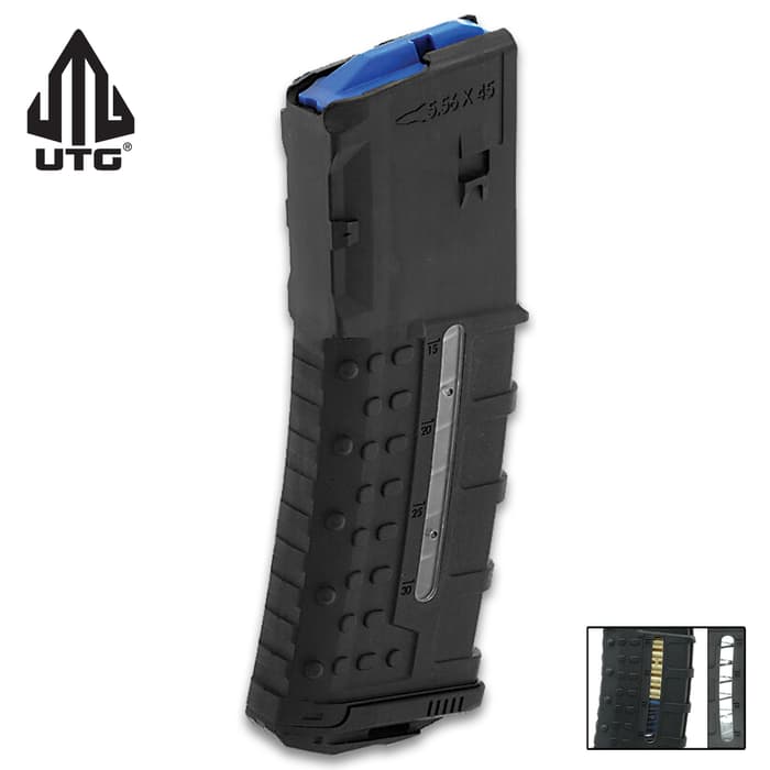 AR-15 Side-Windowed Magazine - .223/5.56, 30-Round, Polymer Construction, Capacity Markings, Stainless Steel Spring