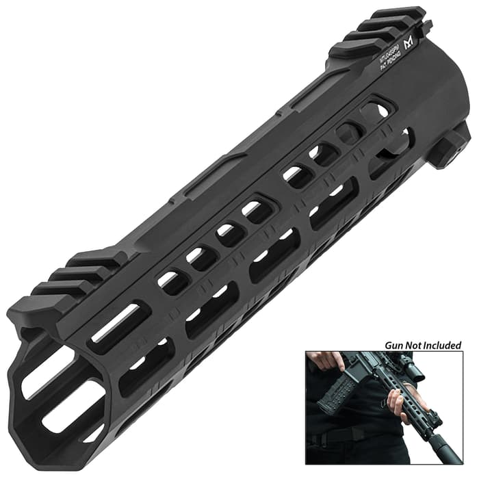 It features 15 M-LOK slots across three slot tracks for mounting accessories with an additional four slots at the front