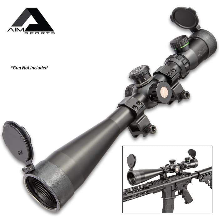 AIM 10-40X50 Rifle Scope - Aircraft Grade Aluminum Construction, Mil-Dot Reticle, Side Parallax, Locking Turrets - Length 15 1/2”