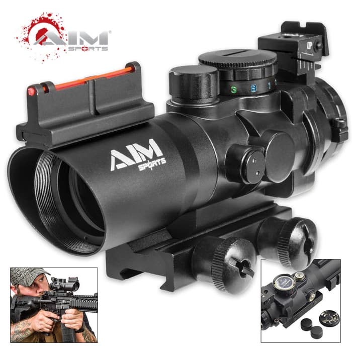 4X32 Tri-Illumination MIL-DOT Reticle Scope With Fiber Optic Sight
