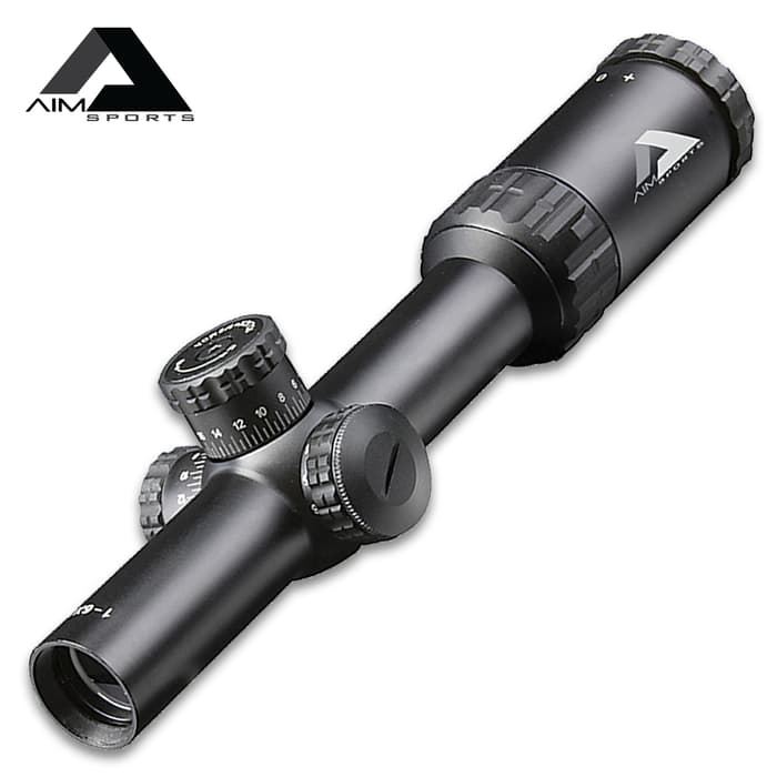 Always on the cutting edge, Aim Sports introduces the its Alpha 6 1-6X24 30MM Riflescope with CQ1 MOA Reticle