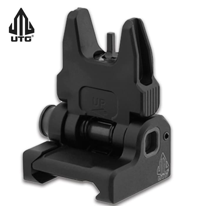 The front sight utilizes a single locking Torx screw with a low-profile mounting base and a square-shaped integral recoil stop