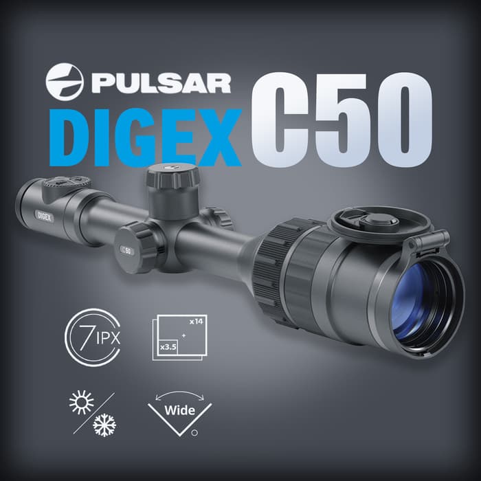 Pulsar Digix C50 Digital Night Vision Riflescope - Photo And Video Recording, Built-In WiFi, Water-Resistant, Metal Frame