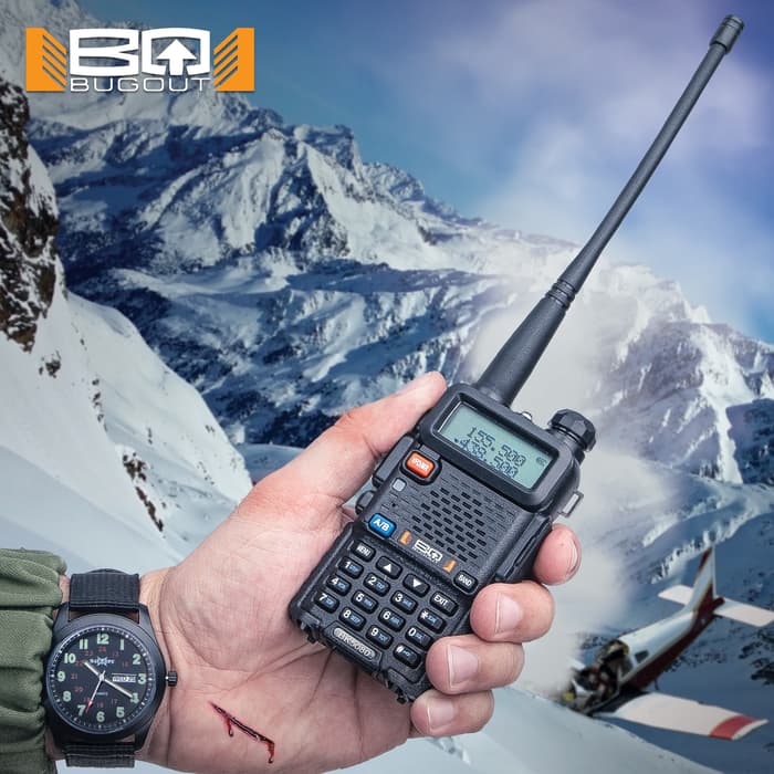 Dual Band Two-Way Radio - 128 Channels, Range 400-520 MHz, Lithium Ion Battery, Emergency Alarm, Voice Control, LCD Screen