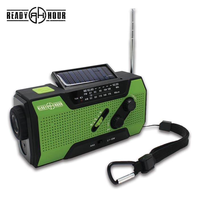 The Ready Hour 4-in-1 Solar Hand Crank Radio is multi-function.