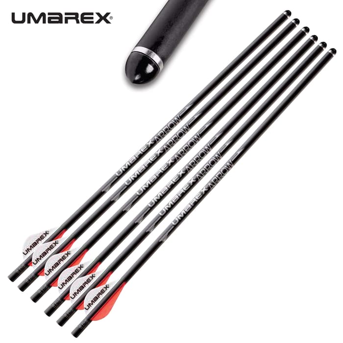 Umarex AirJavelin Archery Arrows Six-Pack - Carbon-Fiber High-Pressure Shaft, 170 Grains With Field Tip