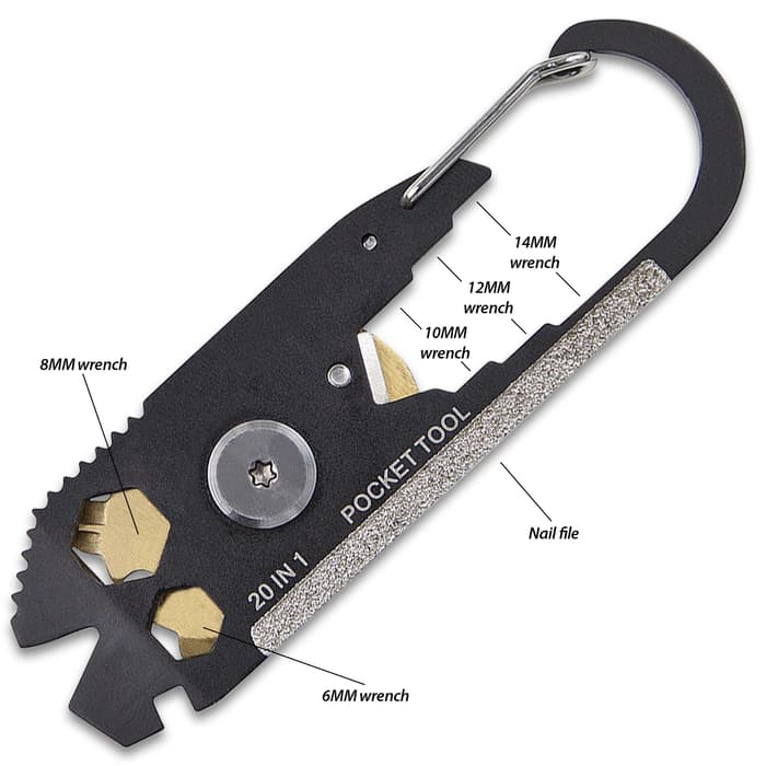 20 in 1 Outdoor Survival EDC Multifunktionswerkzeug Karabiner Flaschenöffner 