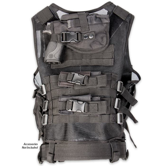 M48 Black Mesh Tactical Molle Vest Military Black Police SWAT Lightweight Combat 