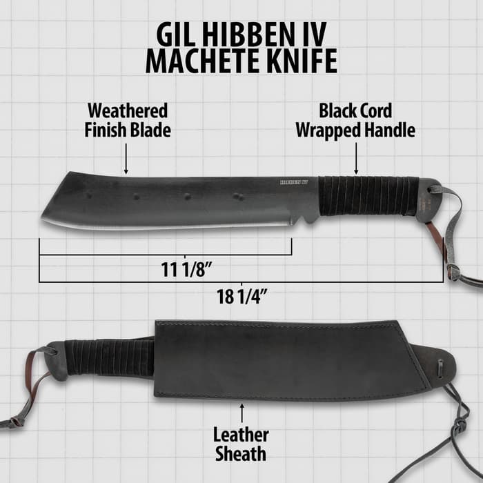 Gil Hibben IV Machete Knife with Leather Sheath