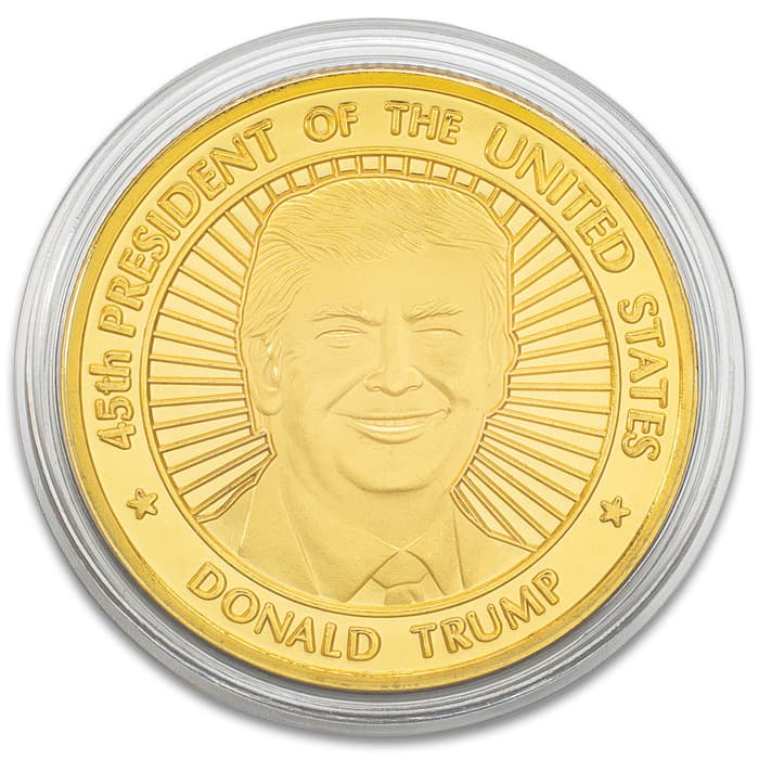 TRUMP  "TRY TO IMPEACH THIS " COLORIZED HALF DOLLAR W/ CASE AND COA 