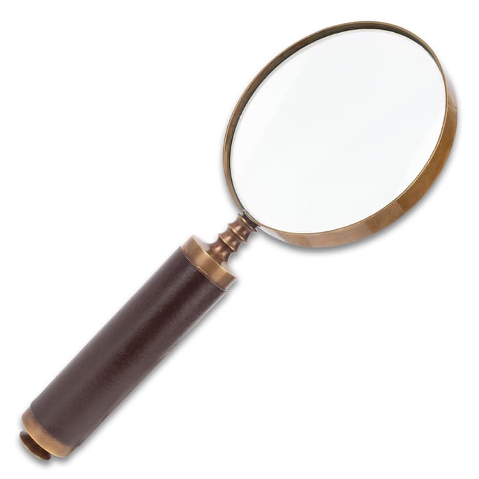 SHERLOCK HOLMES HANDHELD HAND LENS BRASS MAGNIFYING GLASS LEATHER POUCH MG 01 