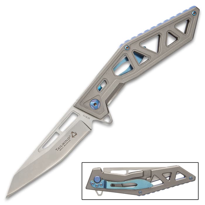 Rampage Tailwind Skeletonized Pocket Knife Stainless Steel