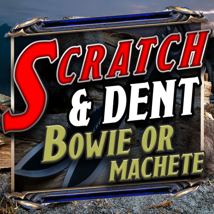 Scratch & Dent Bowie Knife or Machete mystery deal offers a mystery bowie knife or machete for a low price.