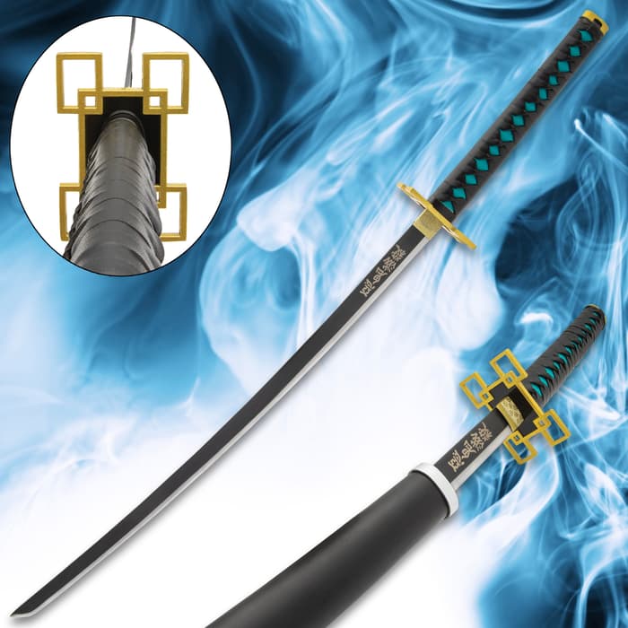 Muichiro Tokito Demon Slayer Sword And Scabbard - Anime, Carbon Steel Blade, Cord-Wrapped Handle