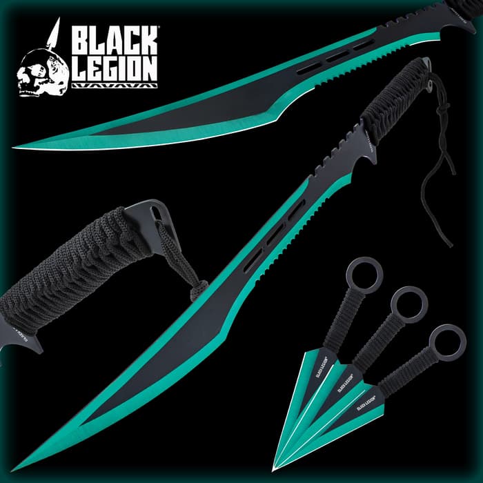 The Black Legion Emerald Ninja Set is sharp and ready-for-action, giving you a sword and kunai knives as back-up weapons