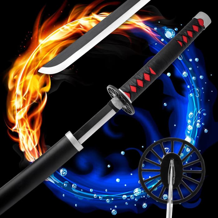 Tanjiro Kamado Nichirin Demon Slayer Sword And Scabbard - Anime, Stainless Steel Blade, Wrapped Handle - Length 38”