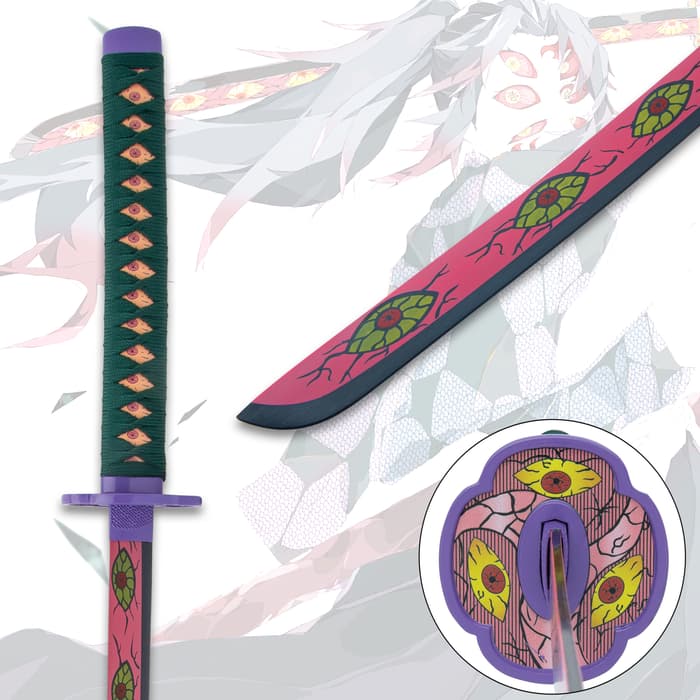 The Kokushibo Demon Slayer Sword has bloodshot eye artwork on its blade