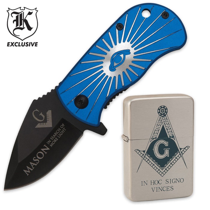 Masonic Pocket Knife & Lighter Combo