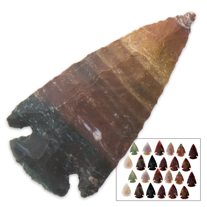 Handcrafted Contemporary 1" Jasper / Agate Arrowheads - 24-pack