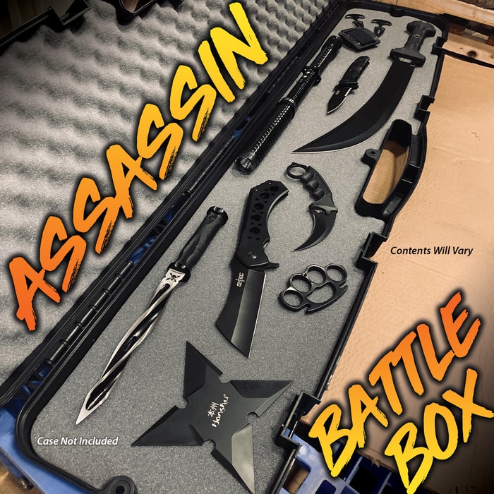 Assassin Battle Box - M48 Cyclone Dagger, Stun Gun, Throwing Star, Contents Will Vary