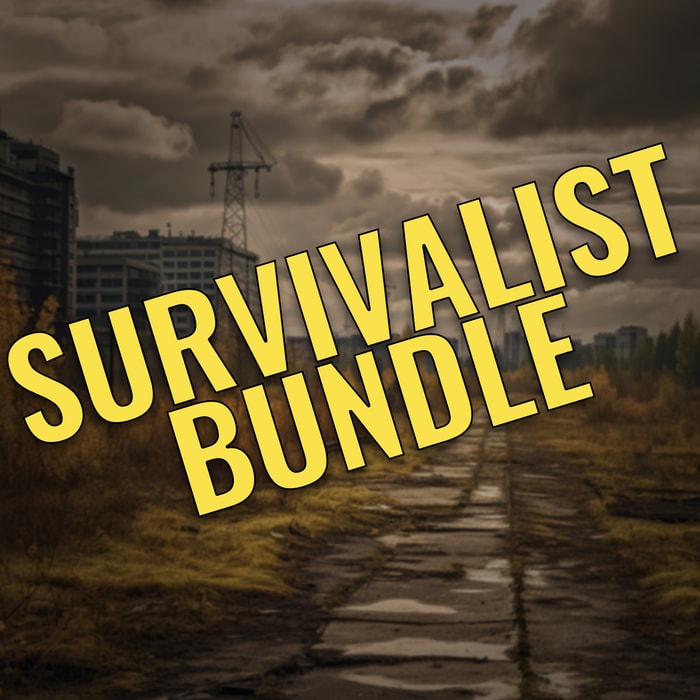 “Survivalist Bundle” yellow text shown over an image of an outdoor environment.