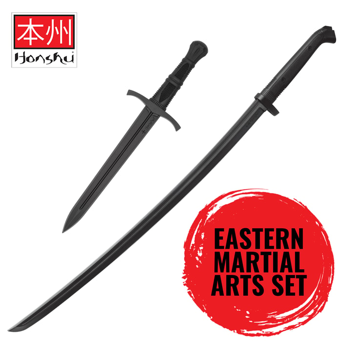 Full image of the Honshu Katana Training Sword and the Honshu Training Dagger included in the Eastern Martial Arts Set.