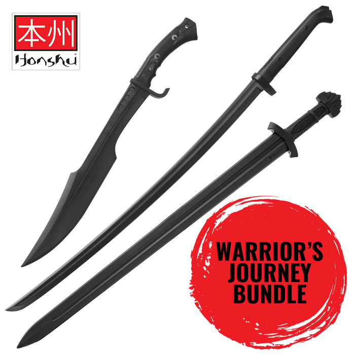 Full image of the Honshu Training Spartan, Katana, and Viking Sword included in the Warrior's Journey Bundle.