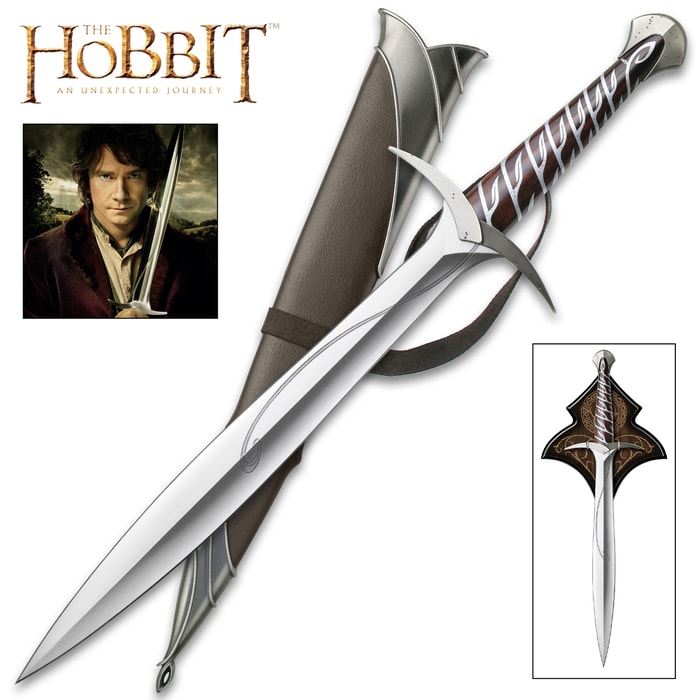 Full image of the Sting Sword and Scabbard included in the Hobbit Bilbo Collection.