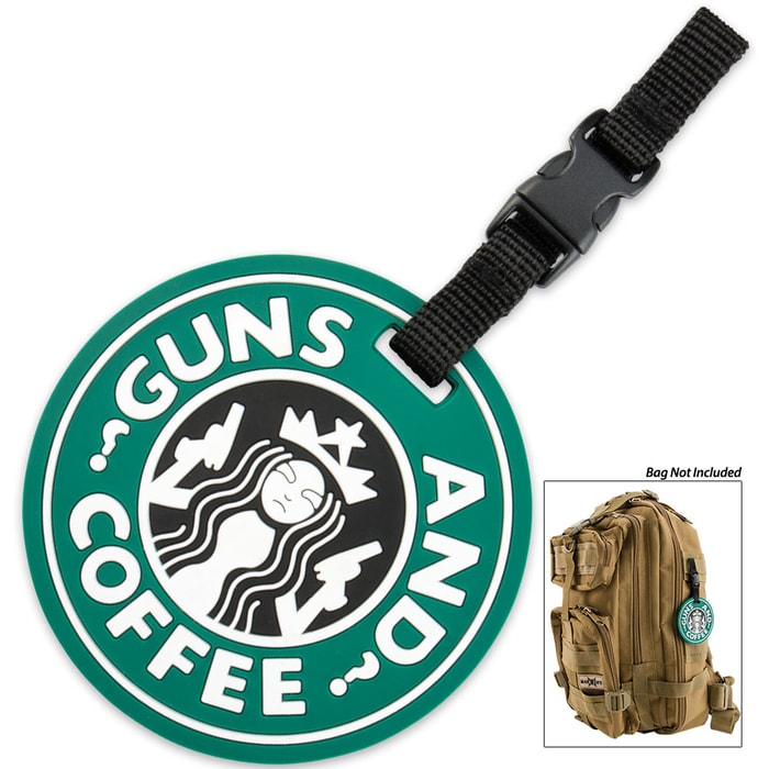 Luggage Tag Guns And Coffee