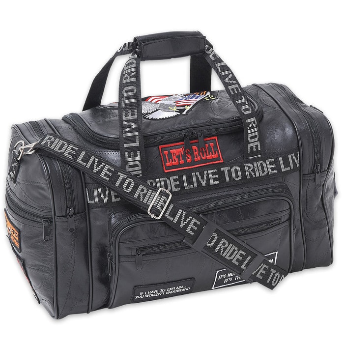 Genuine Leather Live to Ride Luggage Tote Bag
