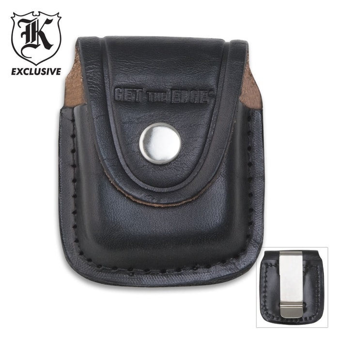 Black Leather Lighter Pouch for Get The Edge Lighters
