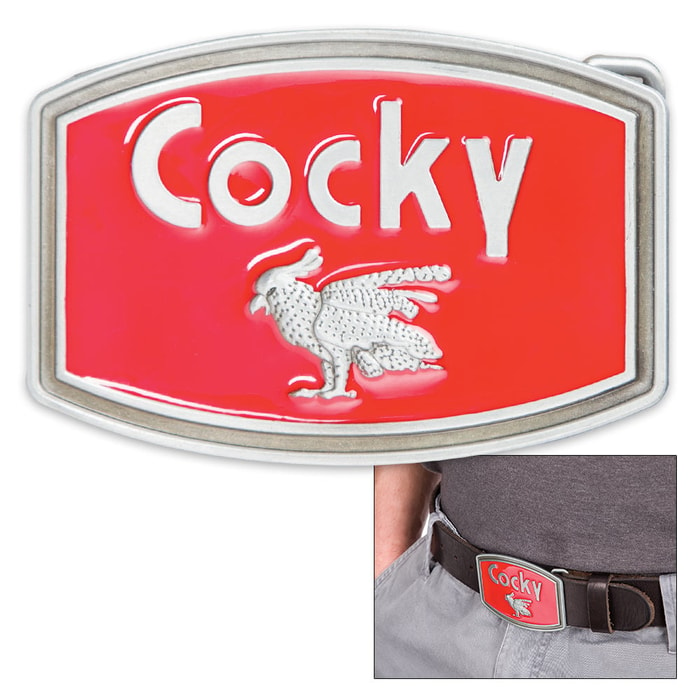 Cocky Red Belt Buckle