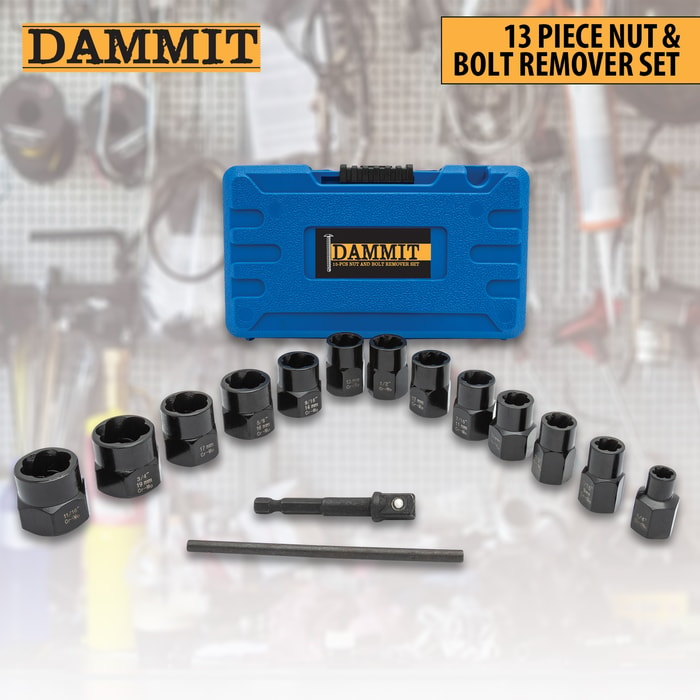 Full image of the Dammit 13 Piece Nut & Bolt Remover Set.