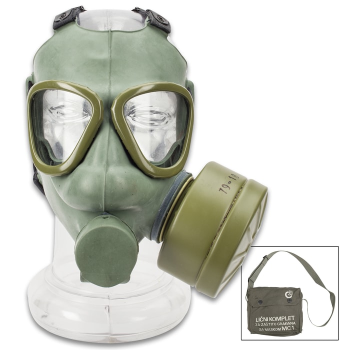 Serbian M1 Gas Mask - Authentic Military Issue - Carrier / Bag - Like New Condition