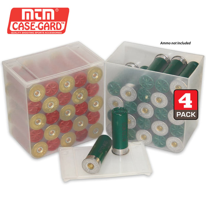 25 Round Shell Stack Shotshell Storage Boxes - 4 Pack