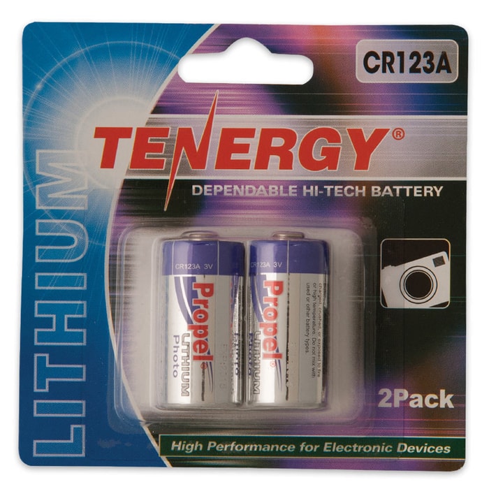 Tenergy Propel CR123A Lithium 3V Batteries 2 Pk