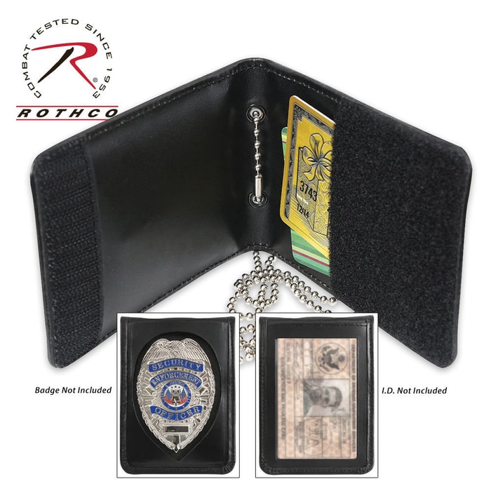 Leather Neck ID Badge Holder with Chain
