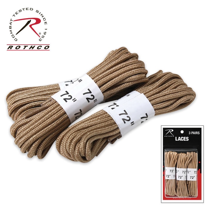 Three Pack of Boot Laces, Desert Tan-72 inches