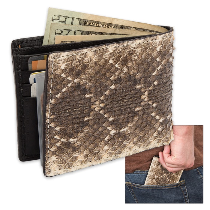Genuine Rattlesnake Skin Two-Fold Wallet