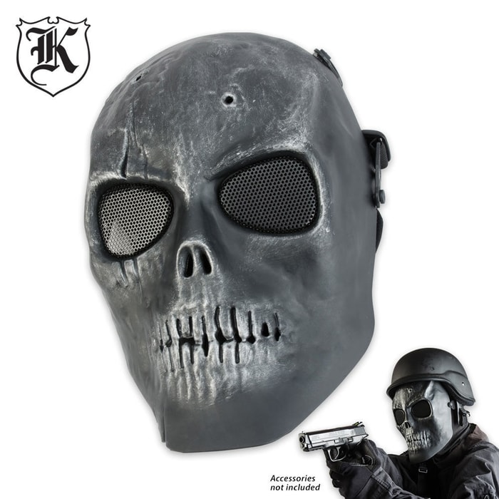 ABS Skeletal Soldier Facemask Silver & Black