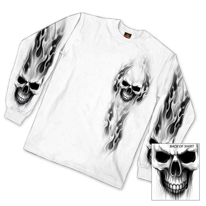 White Out Skull Long Sleeve Shirt