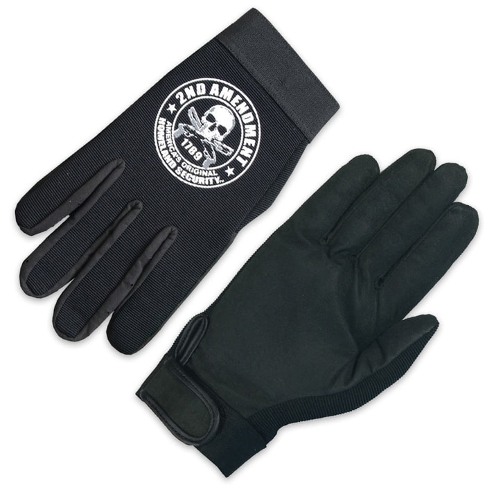 Second Amendment Skull Mechanic Gloves