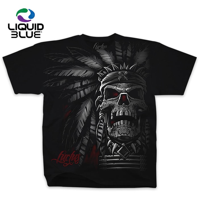 Native American Chief Skull Black T-Shirt