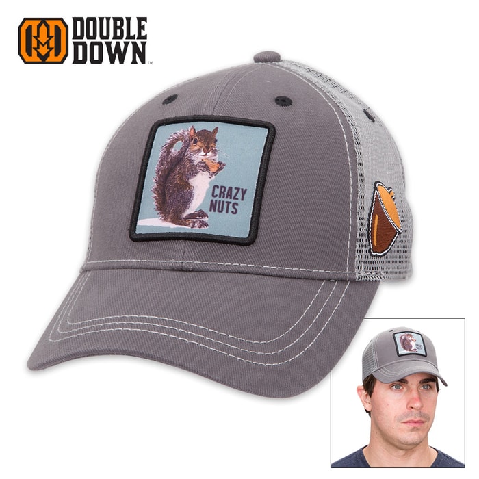 Double Down Crazy Nuts Trucker Cap - Blue-Gray Brushed Twill and Light Blue Polyester Mesh