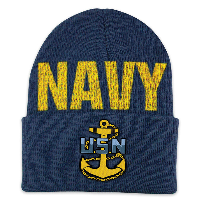Navy Color Cuff Beanie Hat